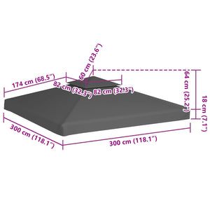 Κάλυμμα για Κιόσκι 2 Επιπέδων Χρώμα Taupe 3 x 3 μ. 310 γρ./μ²