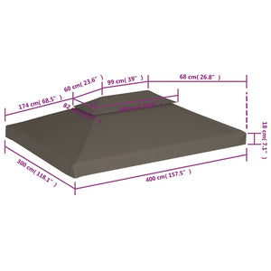 Κάλυμμα για Κιόσκι 2 Επιπέδων Χρώμα Taupe 4 x 3 μ. 310 γρ./μ²