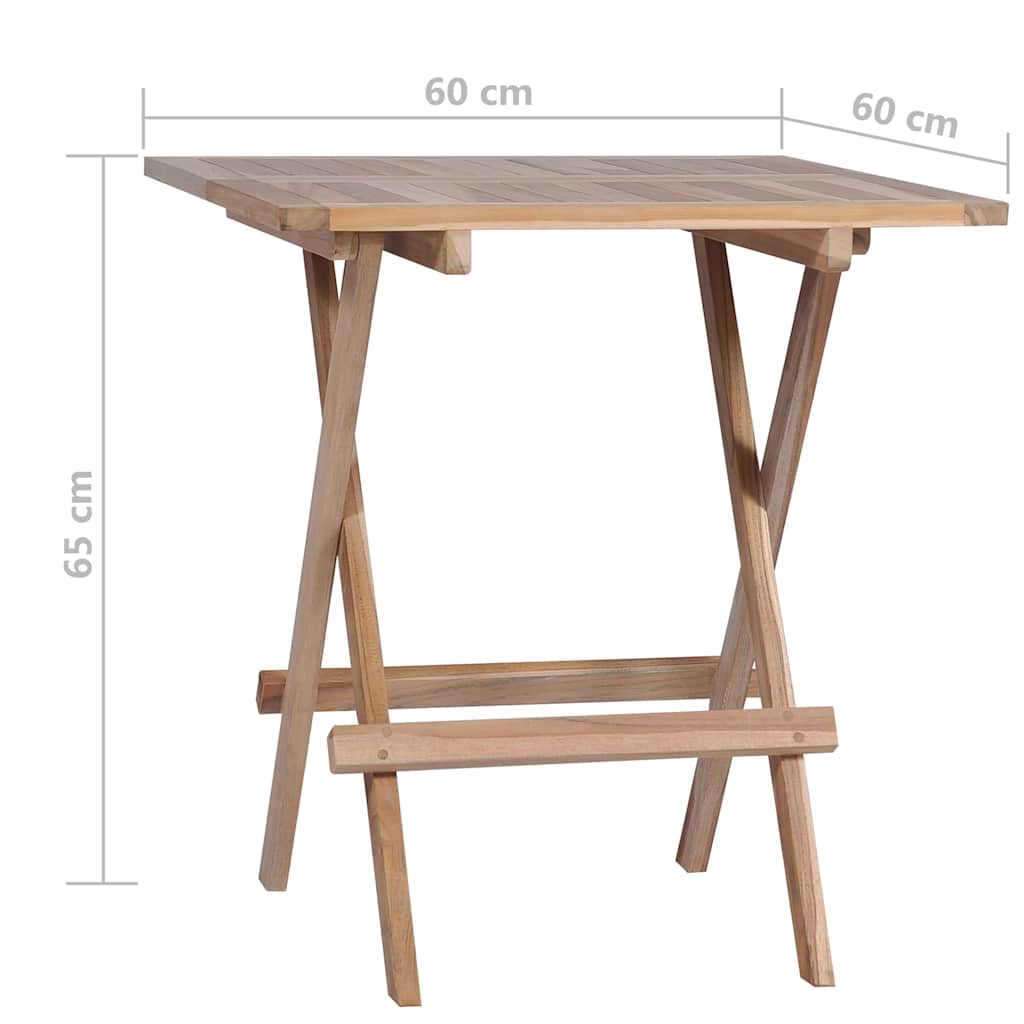 Τραπέζι Bistro Πτυσσόμενο 60 x 60 x 65 εκ. από Μασίφ Ξύλο Teak