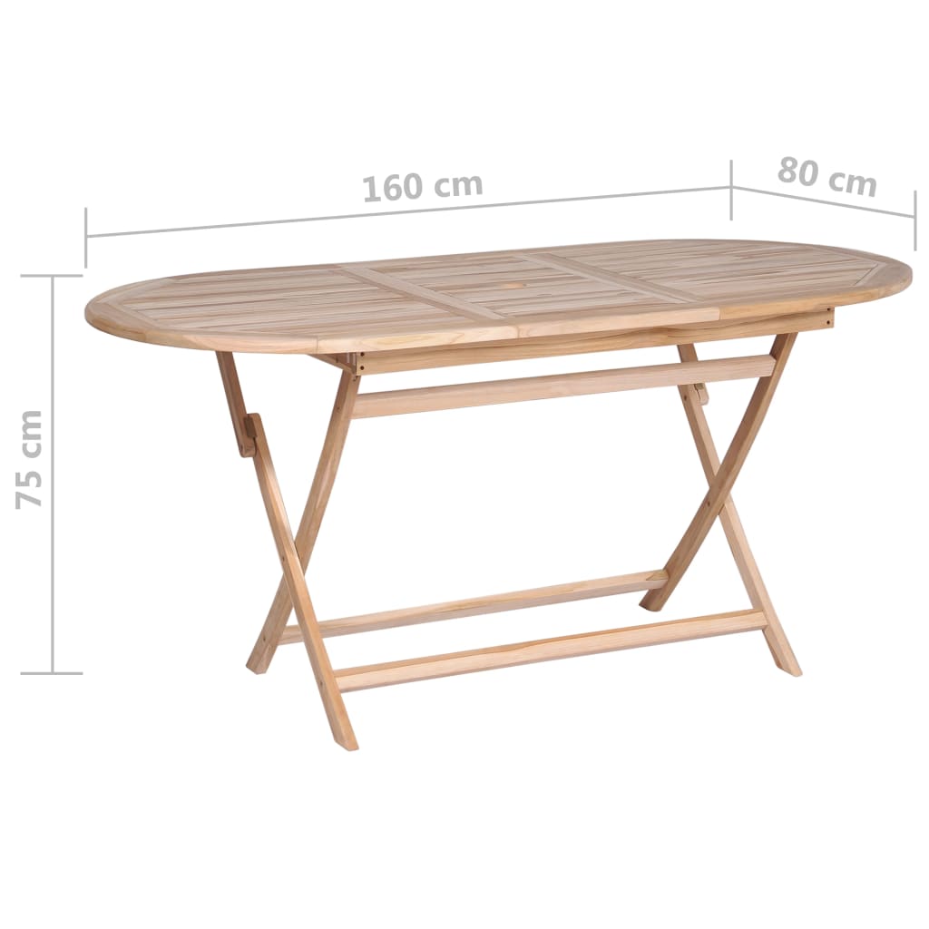 Τραπέζι Κήπου Πτυσσόμενο 160 x 80 x 75 εκ. από Μασίφ Ξύλο Teak