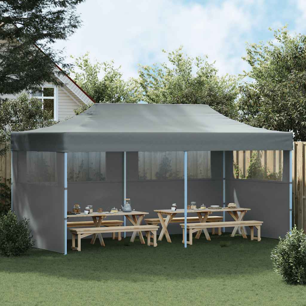 Τέντα Εκδηλώσεων με Τοιχώματα Πτυσσόμενη Pop-Up Ανθρακί 3x6 μ. - Pakobazaar