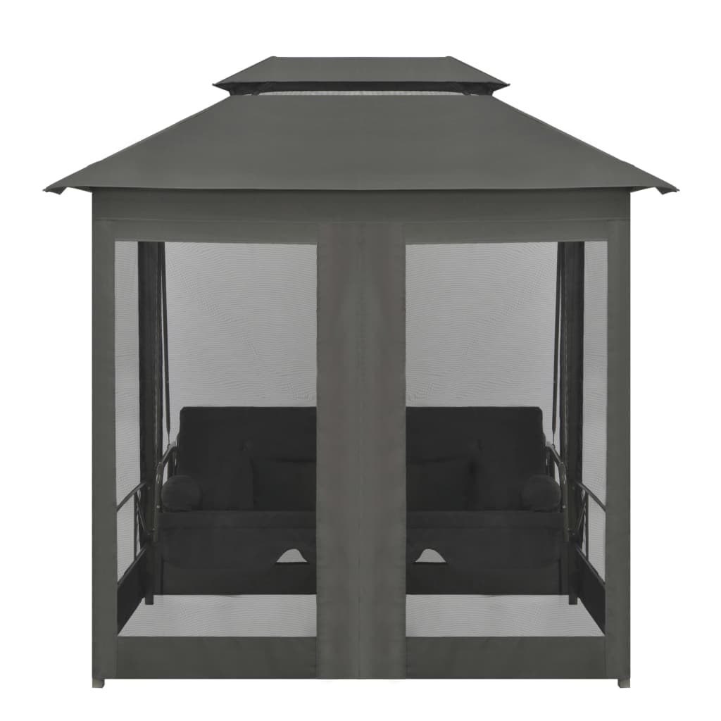 Παγκάκι Κούνια Ανθρακί 220x160x240 εκ. Ατσάλινη με Σκίαστρο - Pakobazaar