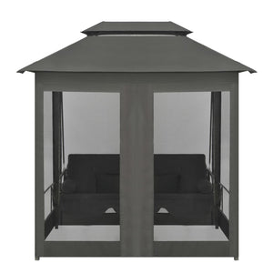 Παγκάκι Κούνια Ανθρακί 220x160x240 εκ. Ατσάλινη με Σκίαστρο - Pakobazaar