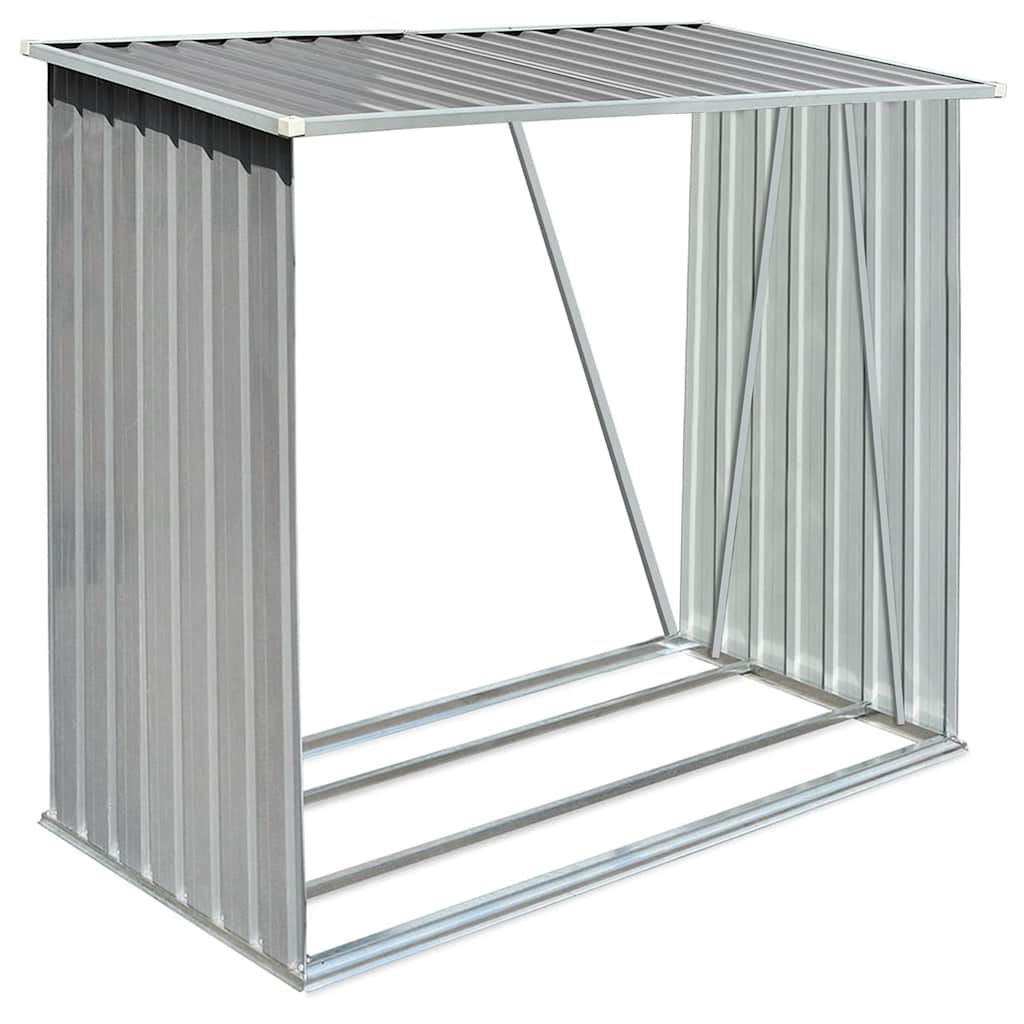 Υπόστεγο Αποθήκευσης Ξύλων Κήπου Γκρι 163x83x154 εκ. Ατσάλι - Pakobazaar