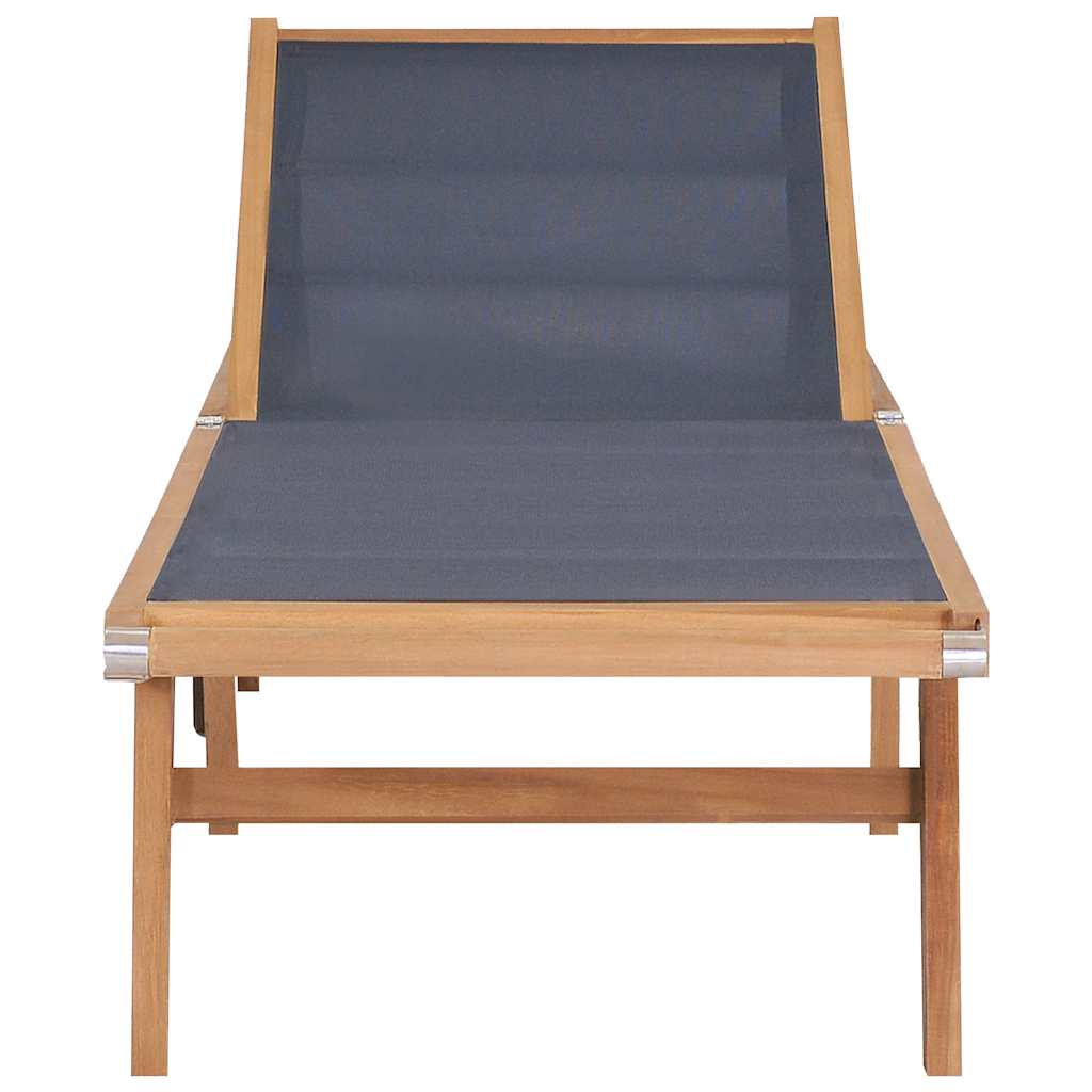 Ξαπλώστρα Πτυσσόμενη από Μασίφ Ξύλο Teak και Textilene με Ρόδες