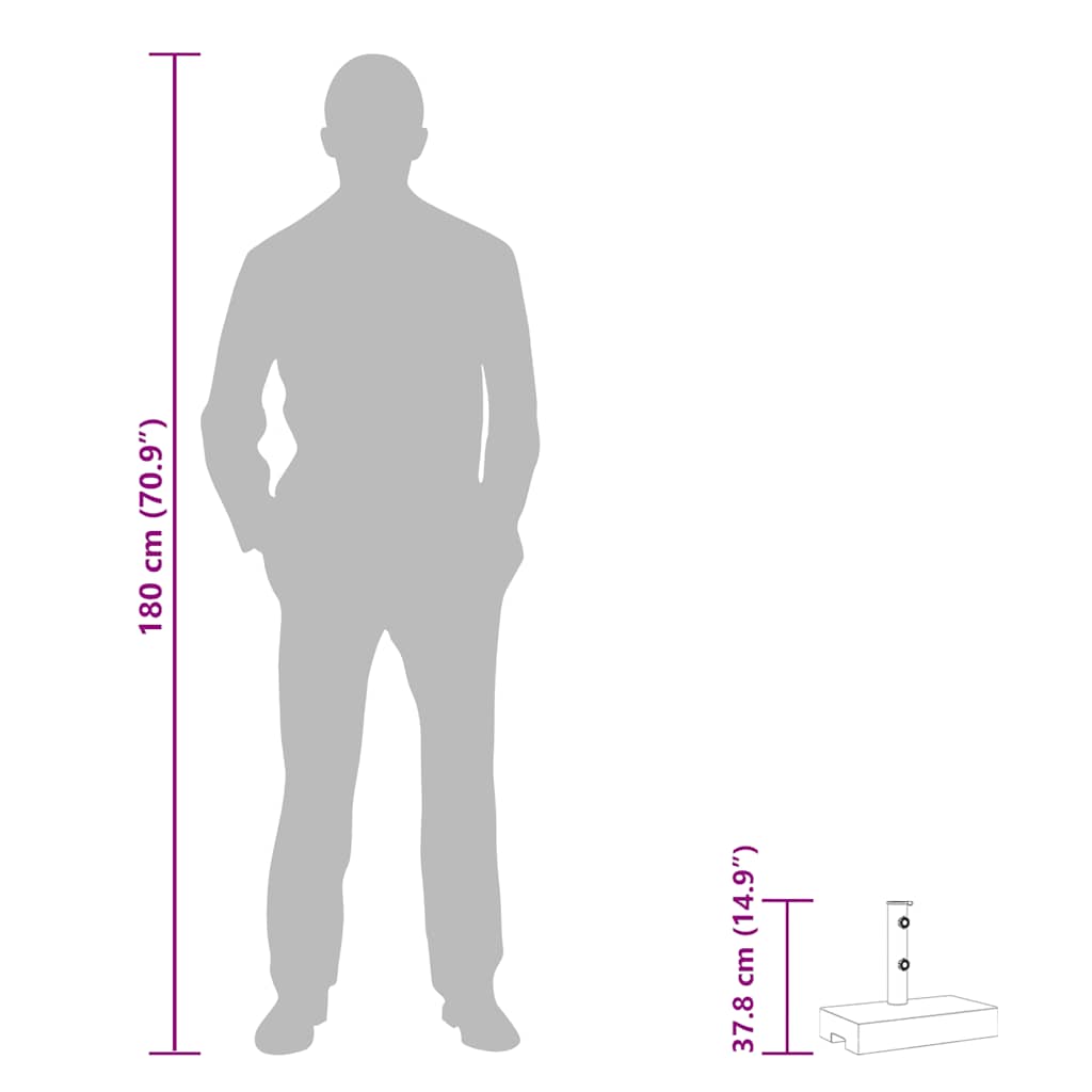 Βάση Ομπρέλας Ορθογώνια Μαύρη 25 κ. από Γρανίτη