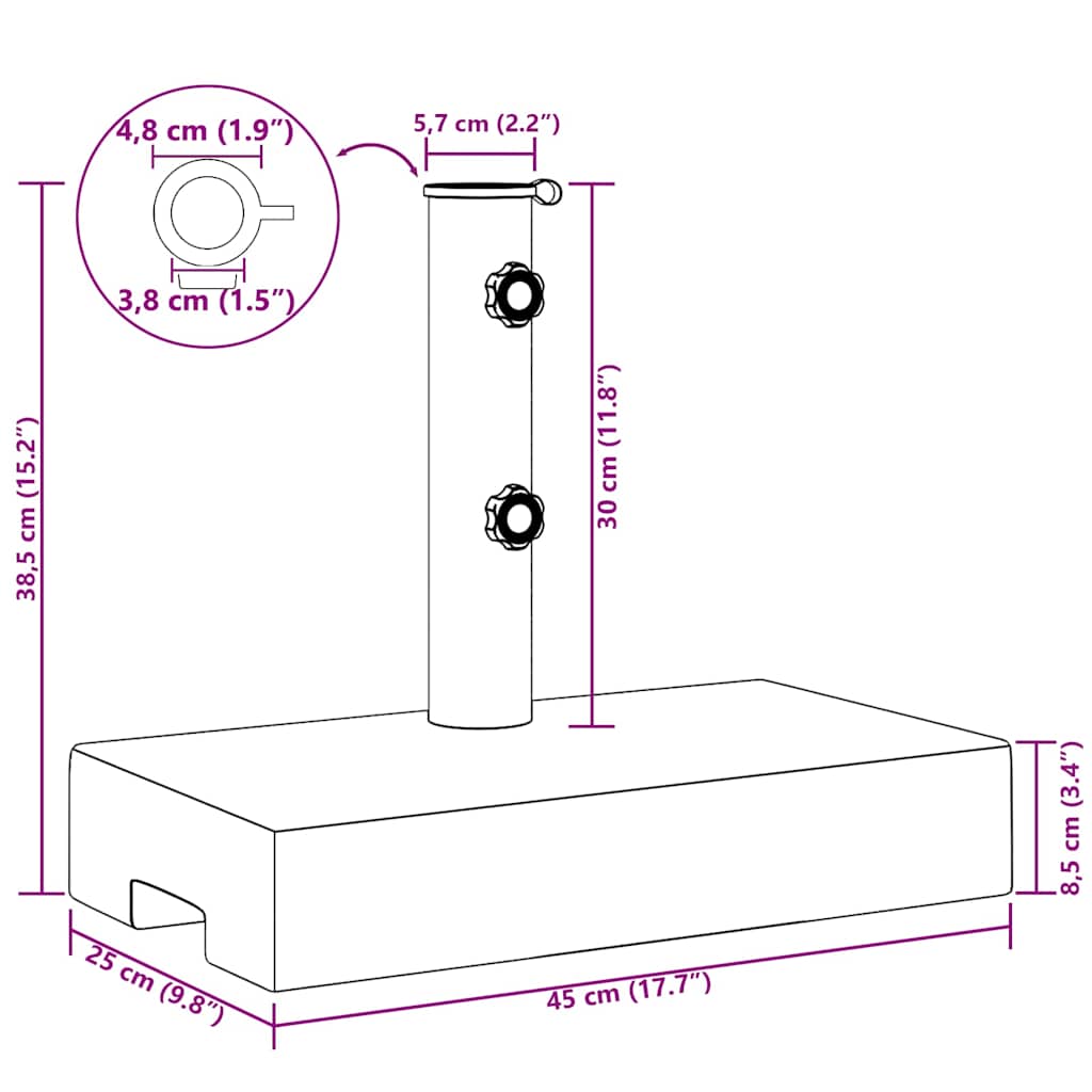 Βάση Ομπρέλας Ορθογώνια Μαύρη 25 κ. από Γρανίτη