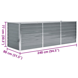 Ζαρντινιέρα Υπερυψωμένη Γκρι 240x80x77 εκ. Γαλβανισμ. Χάλυβας - Pakobazaar