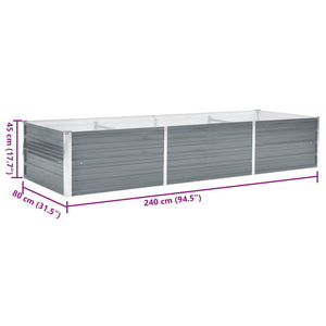 Ζαρντινιέρα Υπερυψωμένη Γκρι 240x80x45 εκ. Γαλβανισμ. Χάλυβας - Pakobazaar