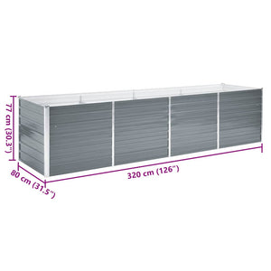 Ζαρντινιέρα Υπερυψωμένη Γκρι 320x80x77 εκ. Γαλβανισμ. Χάλυβας