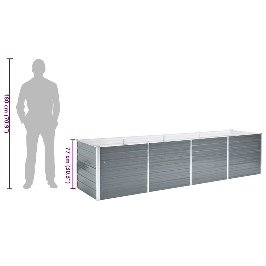 Ζαρντινιέρα Υπερυψωμένη Γκρι 320x80x77 εκ. Γαλβανισμ. Χάλυβας