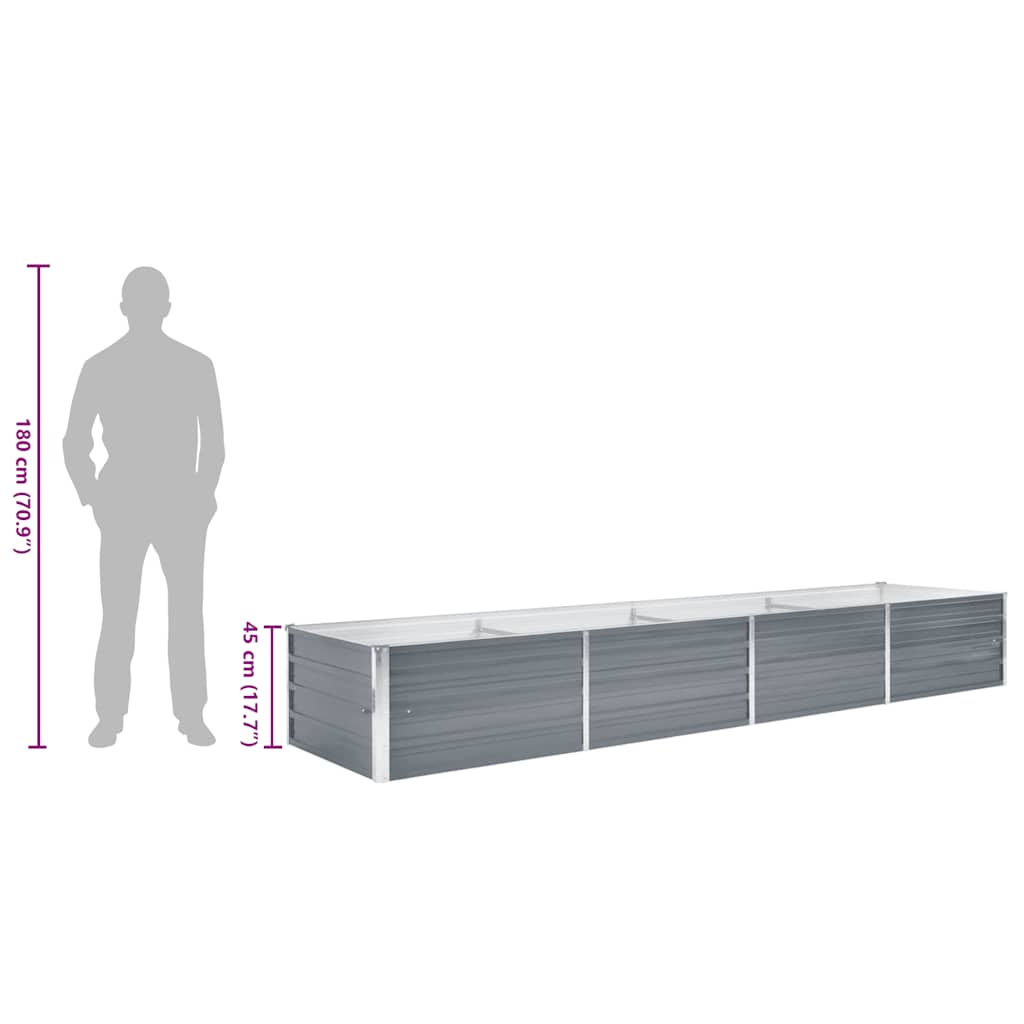 Ζαρντινιέρα Υπερυψωμένη Γκρι 320x80x45 εκ. Γαλβανισμ. Χάλυβας - Pakobazaar