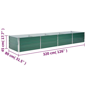 Ζαρντινιέρα Υπερυψωμένη Πράσινη 320x80x45 εκ. Γαλβαν. Χάλυβας