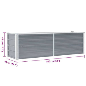 Ζαρντινιέρα Υπερυψωμένη Γκρι 160x40x45 εκ. Γαλβανισμ. Χάλυβας - Pakobazaar