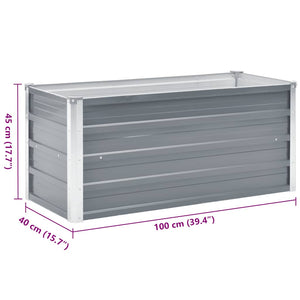 Ζαρντινιέρα Υπερυψωμένη Γκρι 100x40x45 εκ. Γαλβανισμ. Χάλυβας - Pakobazaar