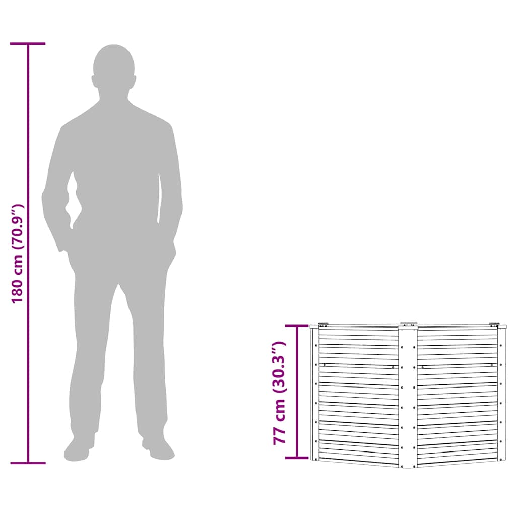 Ζαρντινιέρα Υπερυψωμένη Πράσινη 129x129x77 εκ. Γαλβαν. Χάλυβας