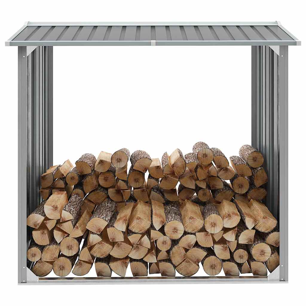 Υπόστεγο Αποθήκευσης Ξύλων Κήπου Γκρι 172x91x154 εκ. Ατσάλι - Pakobazaar