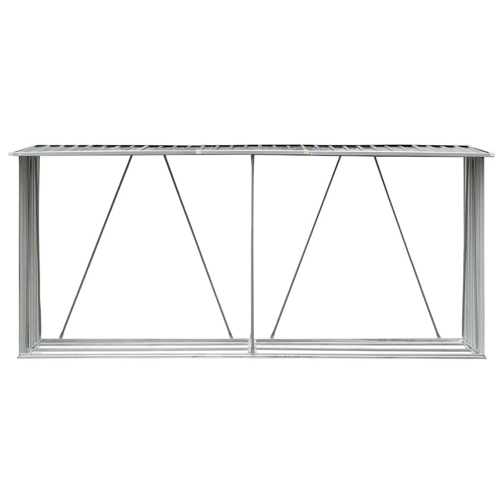 Υπόστεγο Αποθήκευσης Ξύλων Κήπου Γκρι 330x84x152 εκ. Ατσάλι - Pakobazaar