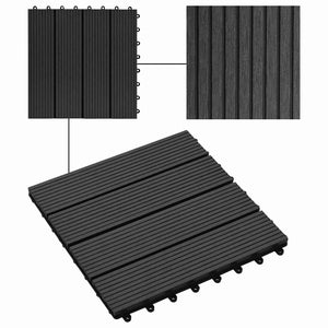 Πλάκα Κατασκευής 11 pcs Μαύρο 30 x 30 cm WPC - Pakobazaar