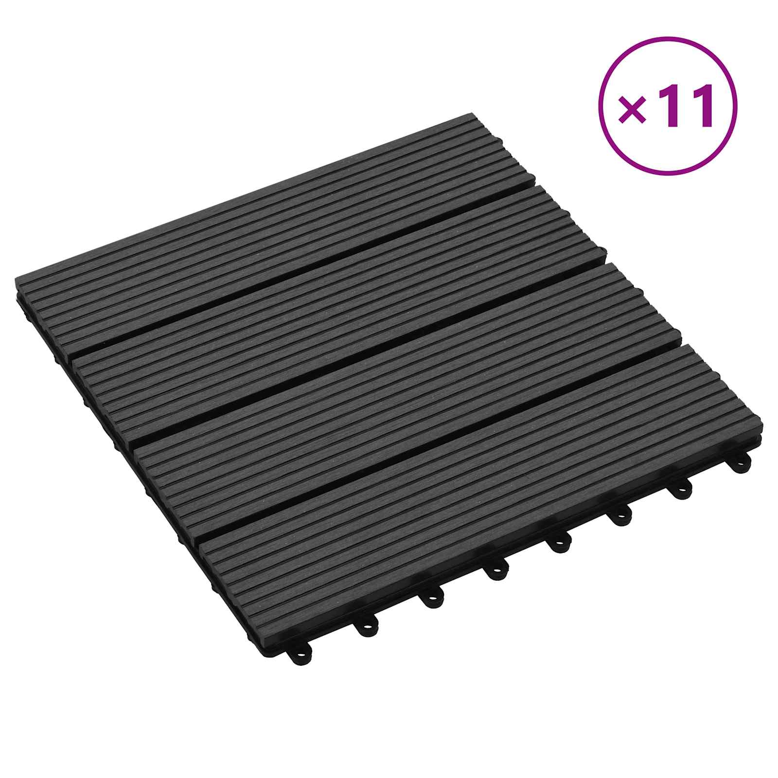 Πλάκα Κατασκευής 11 pcs Μαύρο 30 x 30 cm WPC - Pakobazaar