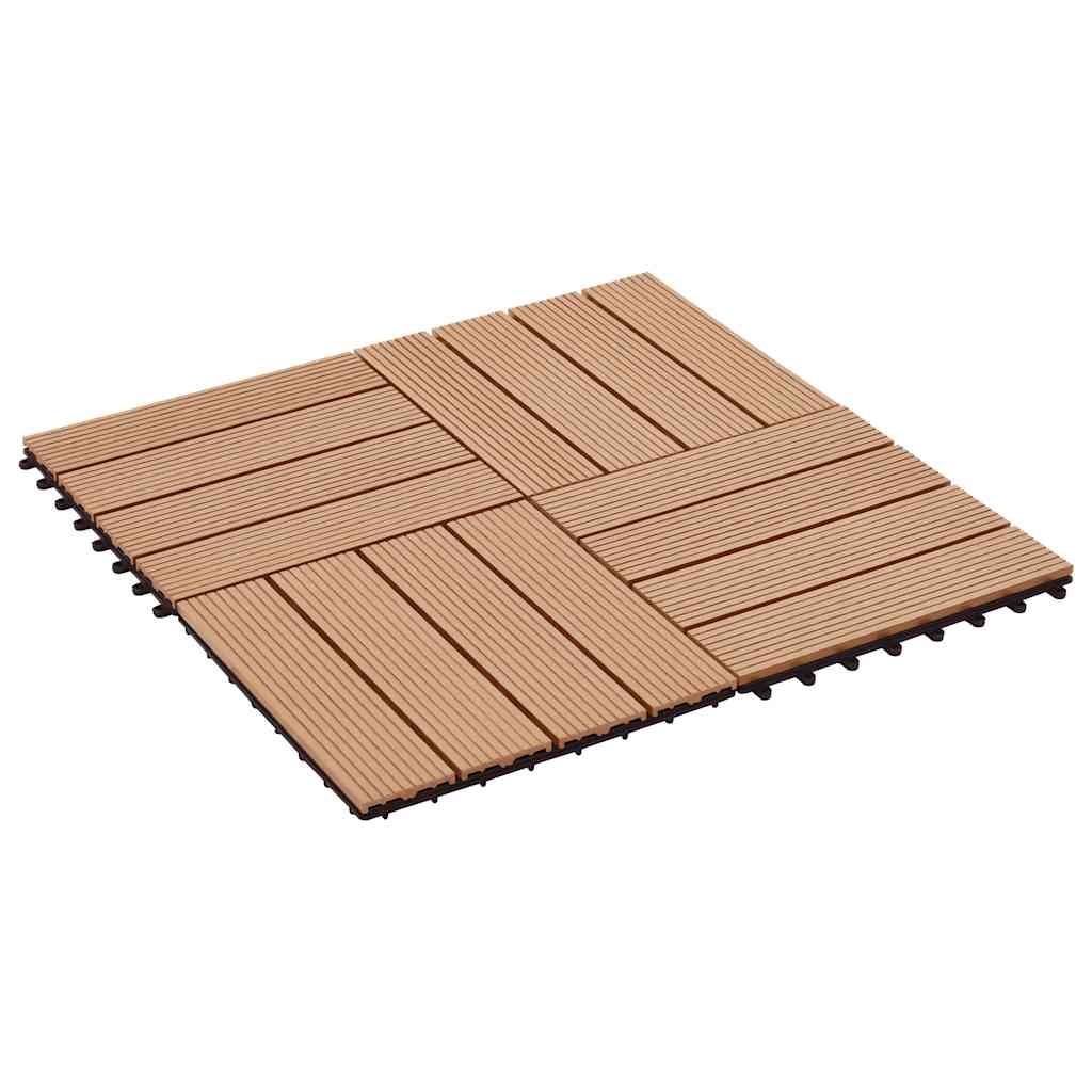 Πλακάκια Deck 11 τεμ. Χρώμα Teak 30 x 30 εκ. 1 μ² από WPC - Pakobazaar