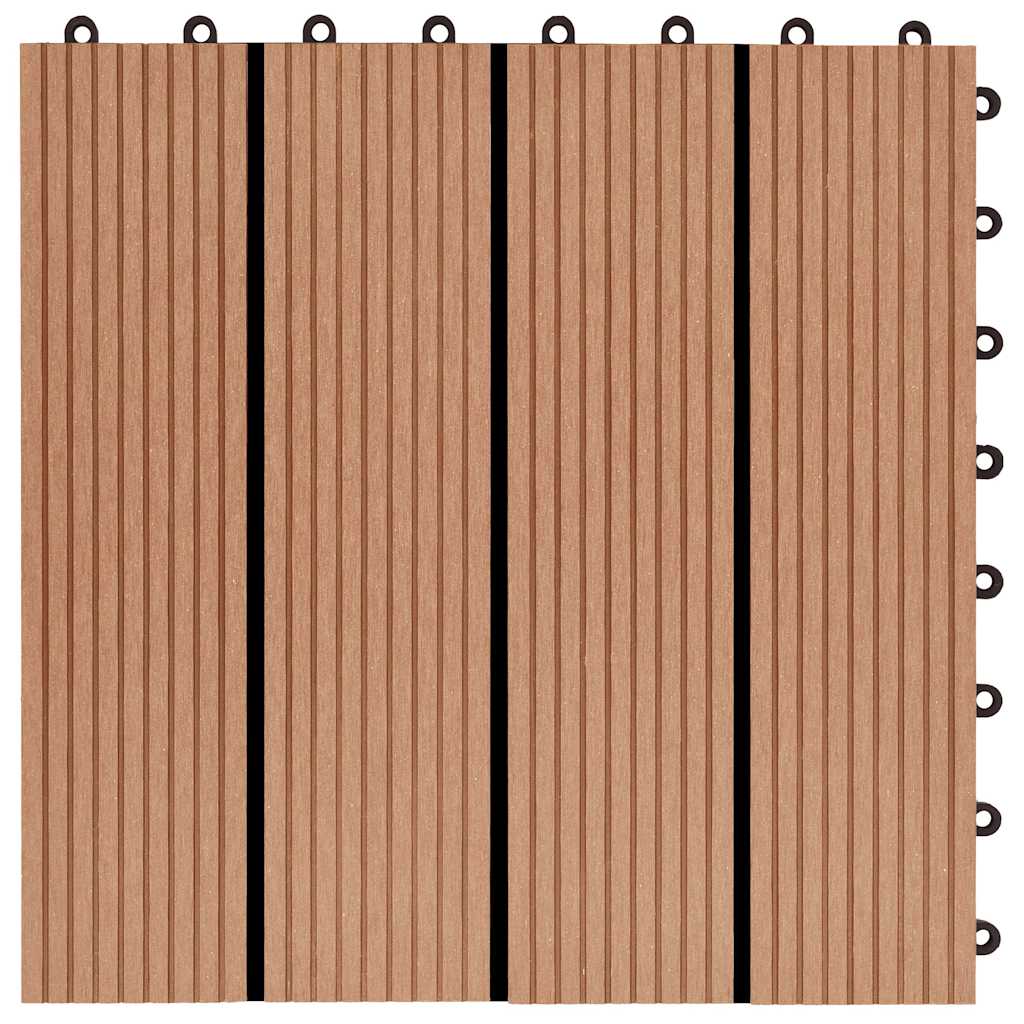 Πλακάκια Deck 11 τεμ. Χρώμα Teak 30 x 30 εκ. 1 μ² από WPC - Pakobazaar