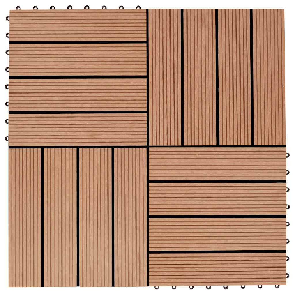 Πλακάκια Deck 11 τεμ. Χρώμα Teak 30 x 30 εκ. 1 μ² από WPC - Pakobazaar