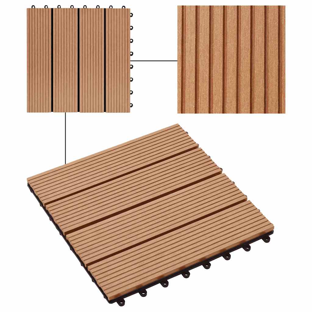 Πλακάκια Deck 11 τεμ. Χρώμα Teak 30 x 30 εκ. 1 μ² από WPC - Pakobazaar