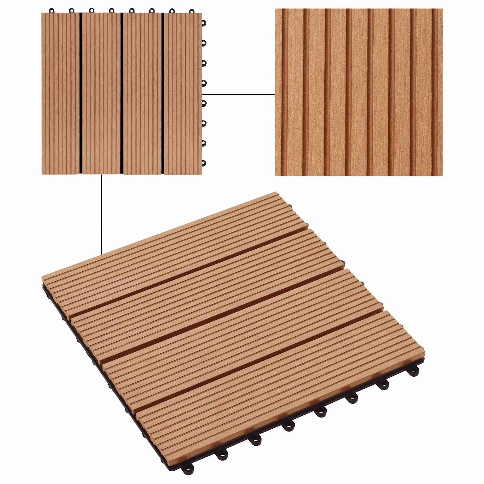 Πλάκα Κατασκευής 11 pcs Ξύλο teak 30 x 30 cm WPC - Pakobazaar