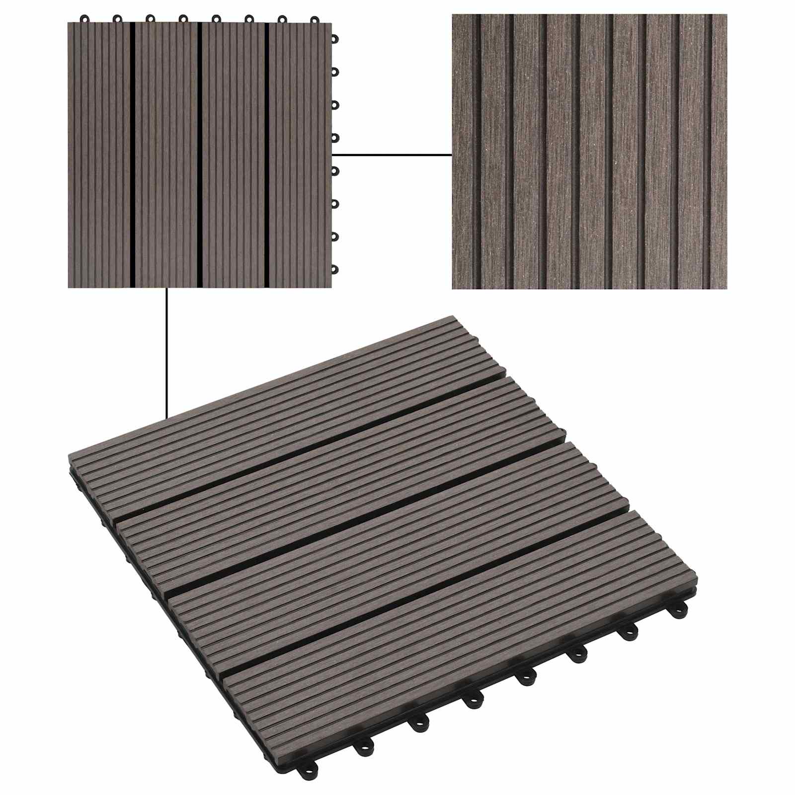 Πλάκα Κατασκευής 11 pcs Σκούρο Καφέ 30 x 30 cm WPC - Pakobazaar