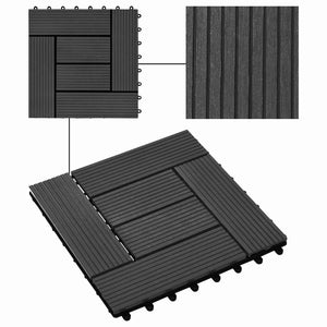 Πλάκα Κατασκευής 11 pcs Μαύρο 30 x 30 cm WPC - Pakobazaar