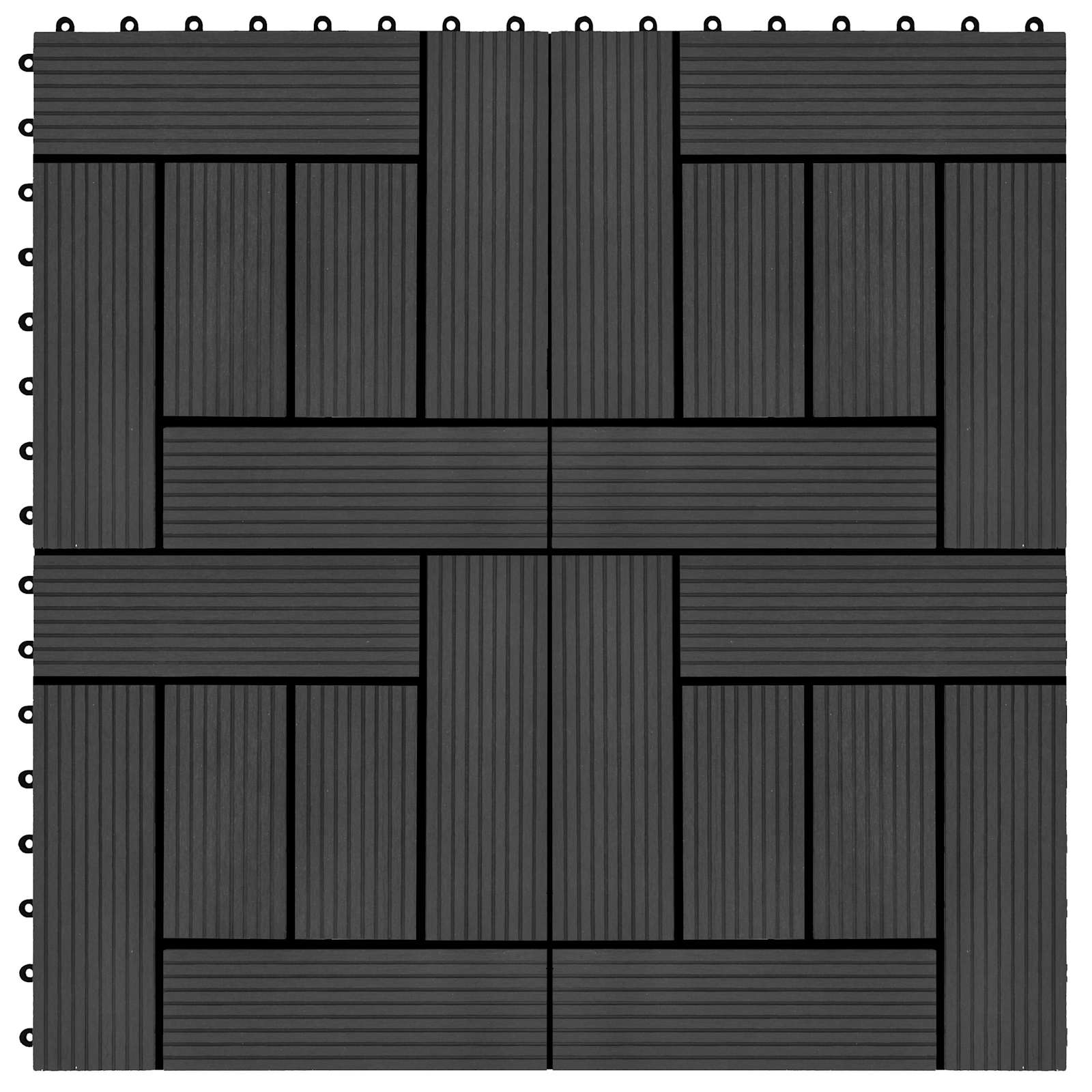 Πλάκα Κατασκευής 11 pcs Μαύρο 30 x 30 cm WPC - Pakobazaar