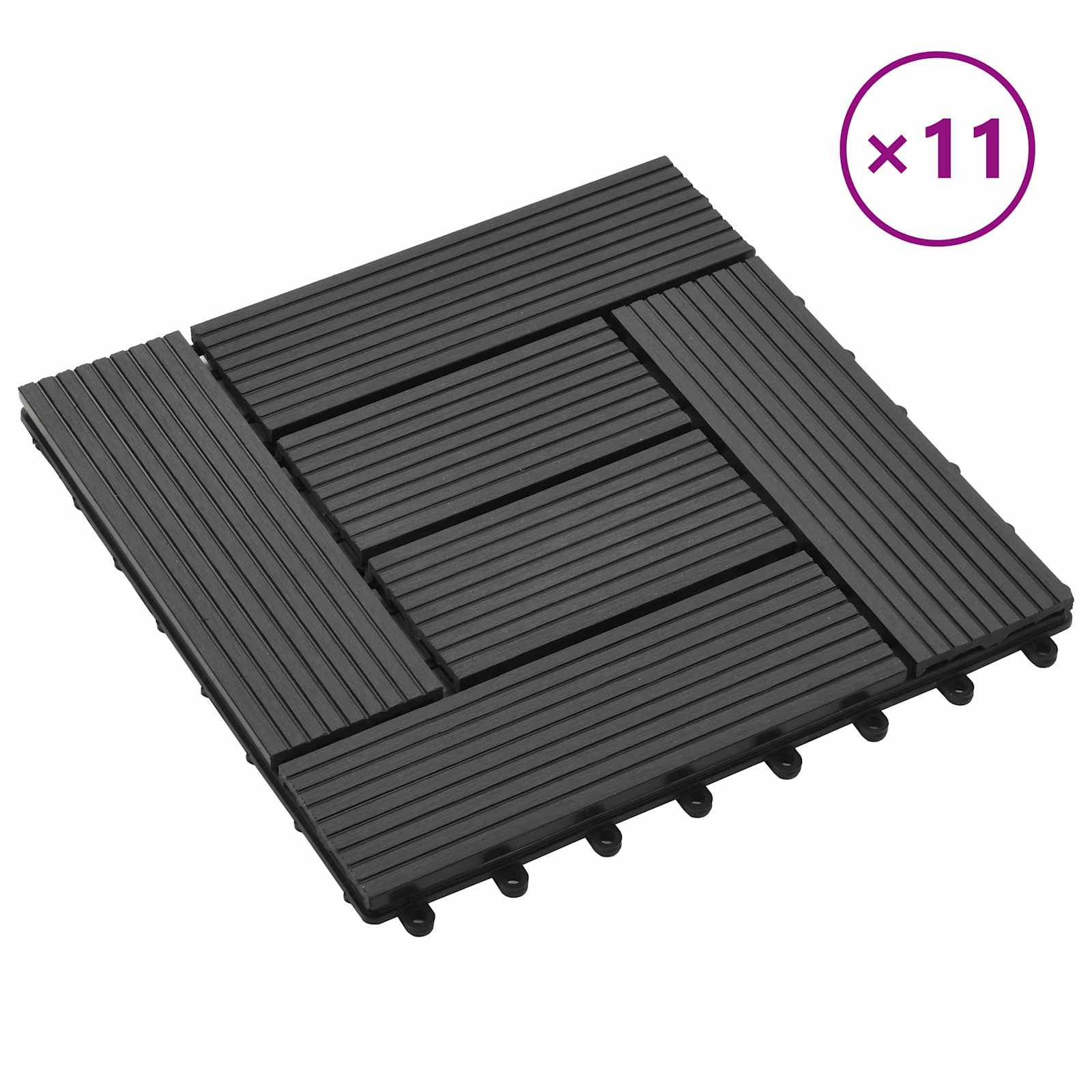 Πλάκα Κατασκευής 11 pcs Μαύρο 30 x 30 cm WPC - Pakobazaar