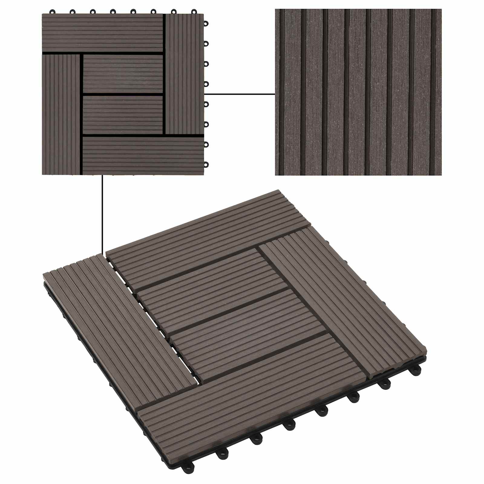 Πλάκα Κατασκευής 11 pcs Σκούρο Καφέ 30 x 30 cm WPC - Pakobazaar