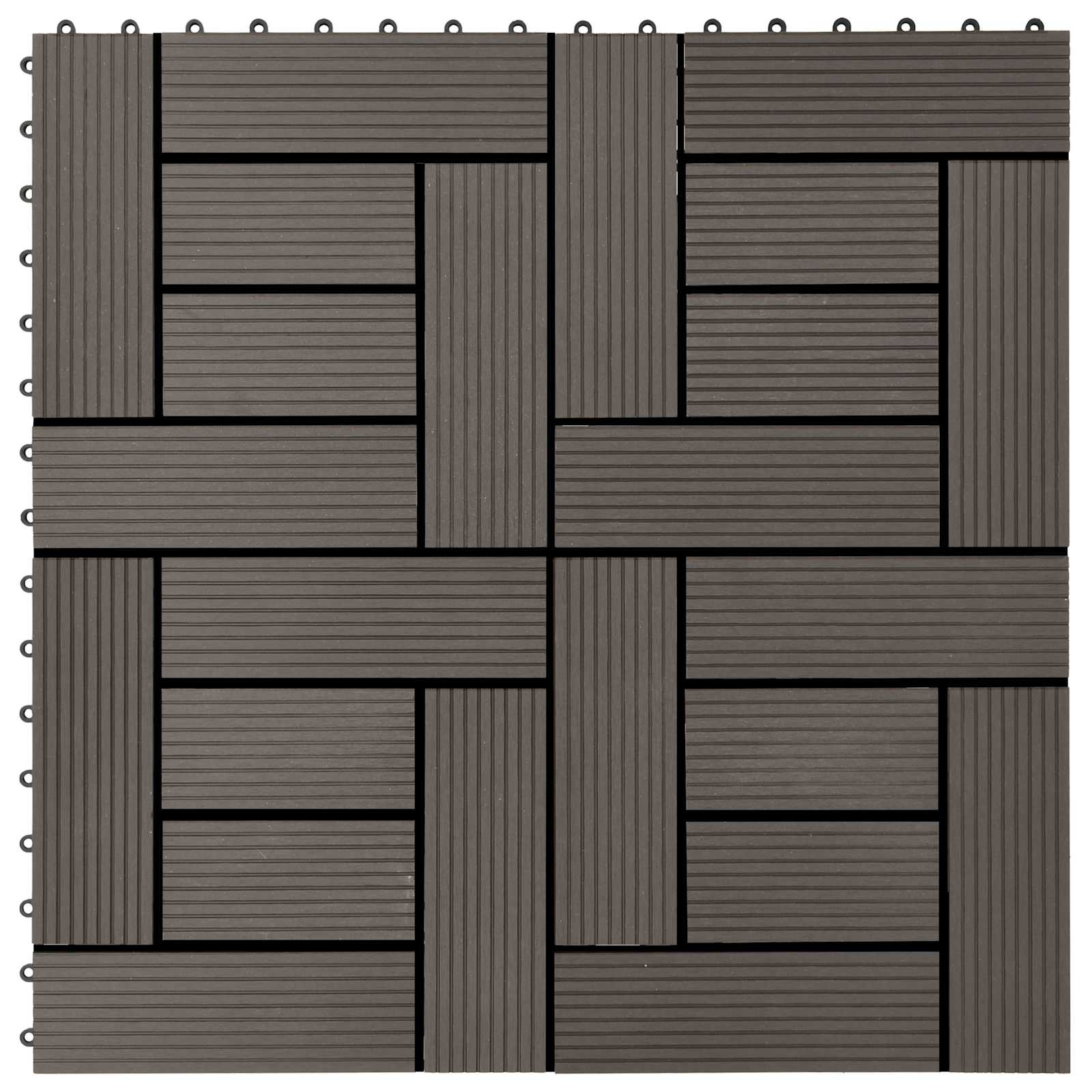 Πλάκα Κατασκευής 11 pcs Σκούρο Καφέ 30 x 30 cm WPC - Pakobazaar