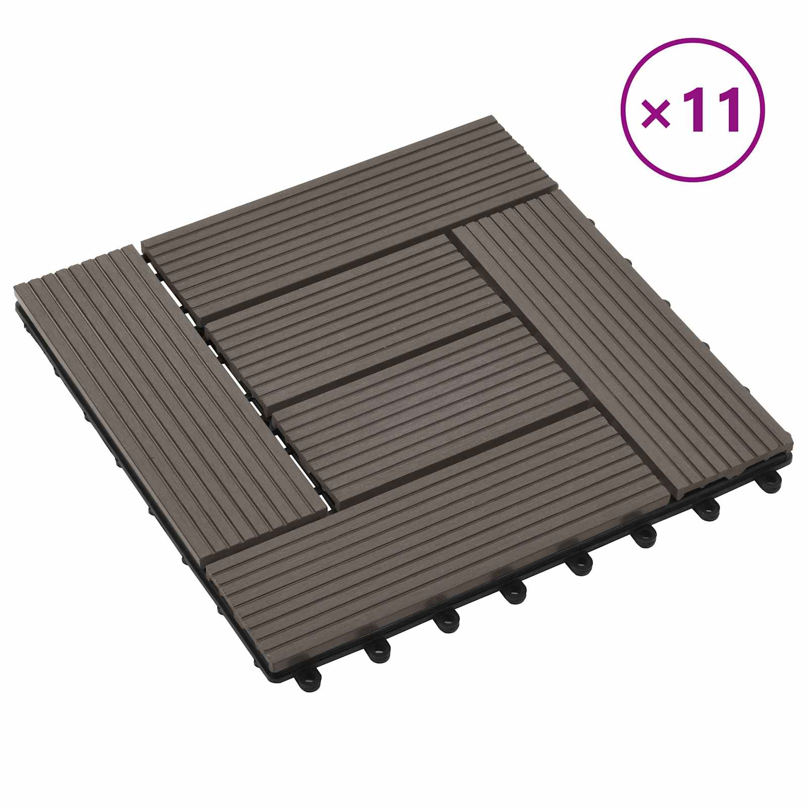 Πλάκα Κατασκευής 11 pcs Σκούρο Καφέ 30 x 30 cm WPC - Pakobazaar
