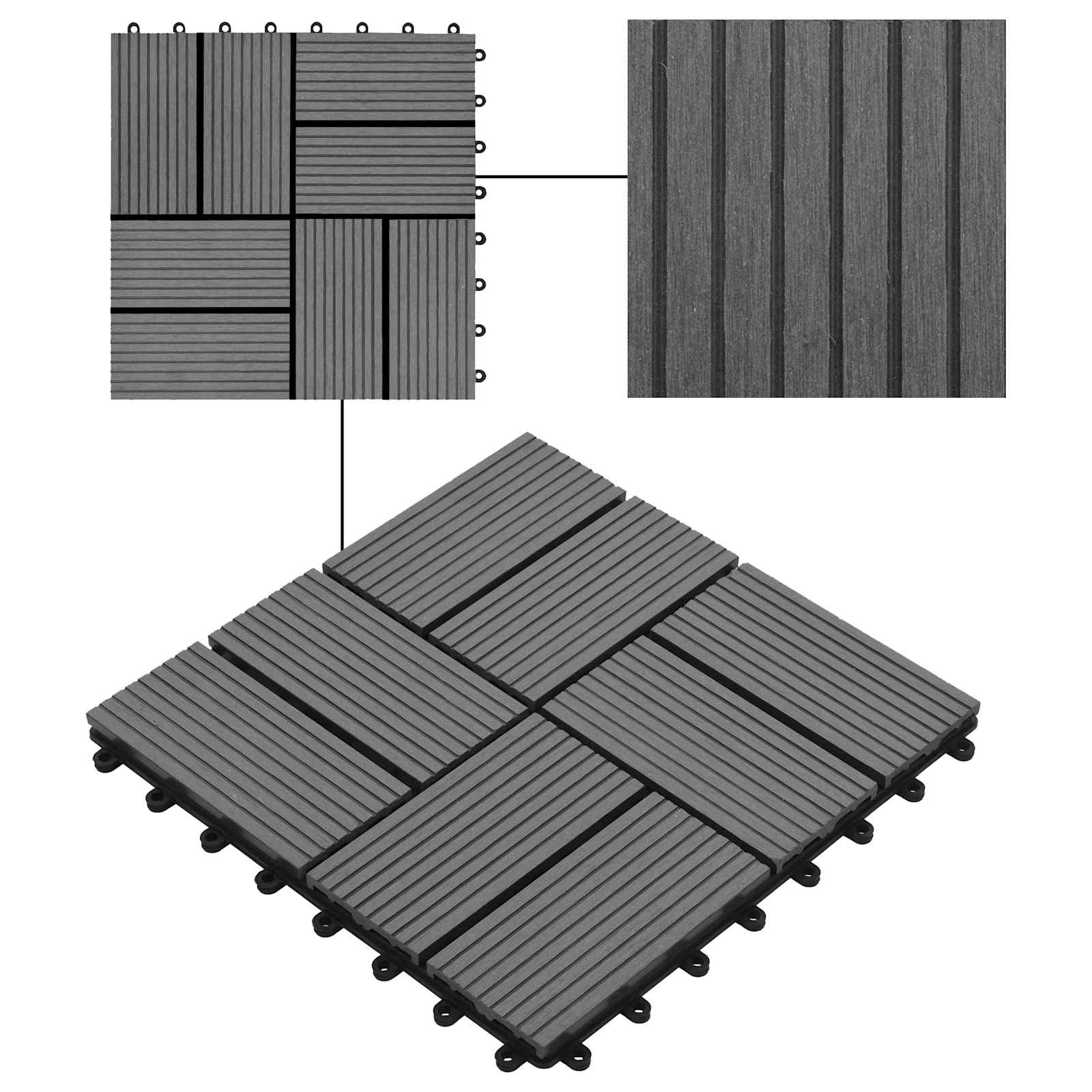 Πλάκα Κατασκευής 11 pcs Γκρι 30 x 30 cm WPC - Pakobazaar