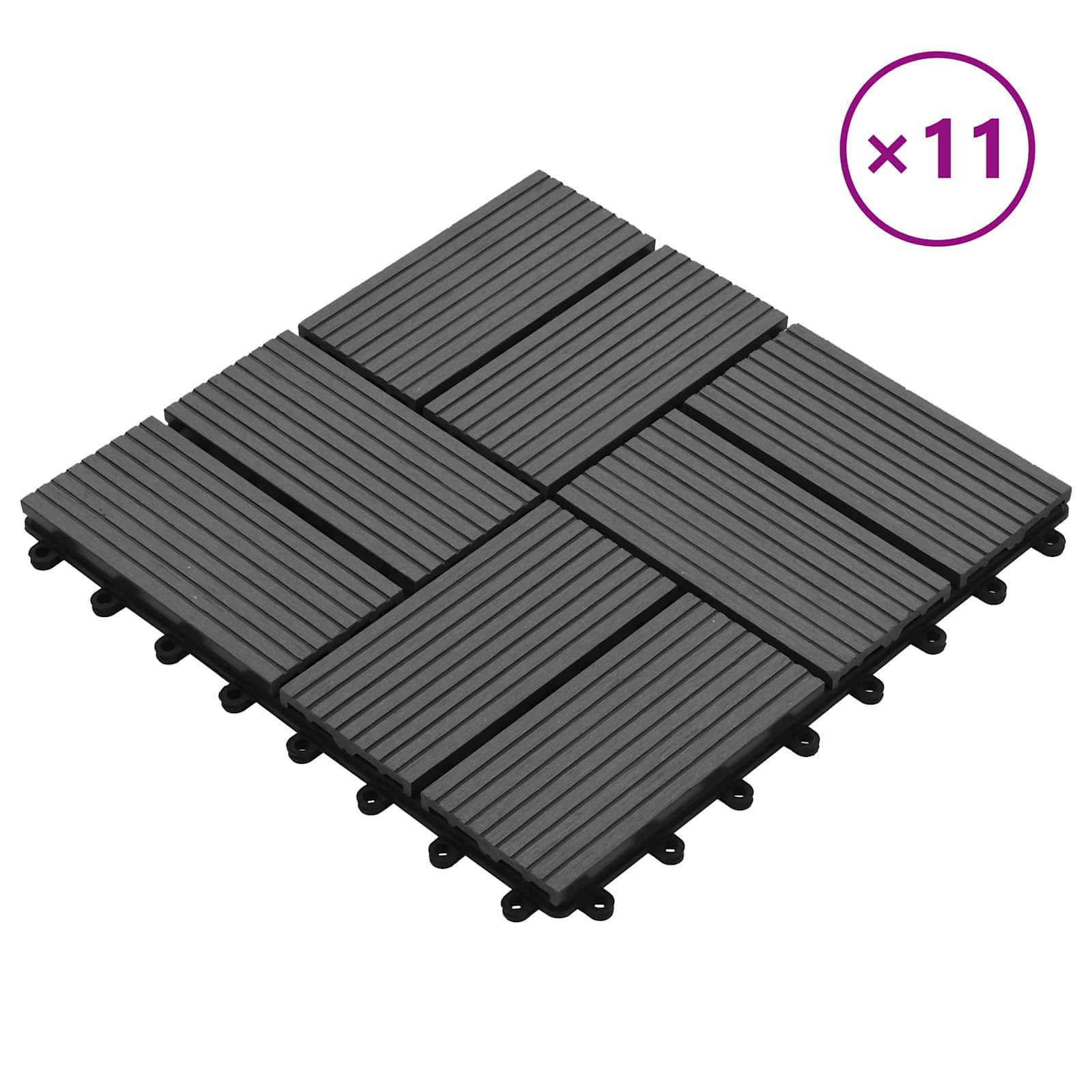 Πλάκα Κατασκευής 11 pcs Γκρι 30 x 30 cm WPC - Pakobazaar