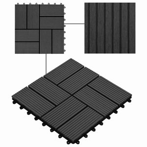 Πλάκα Κατασκευής 11 pcs Μαύρο 30 x 30 cm WPC - Pakobazaar