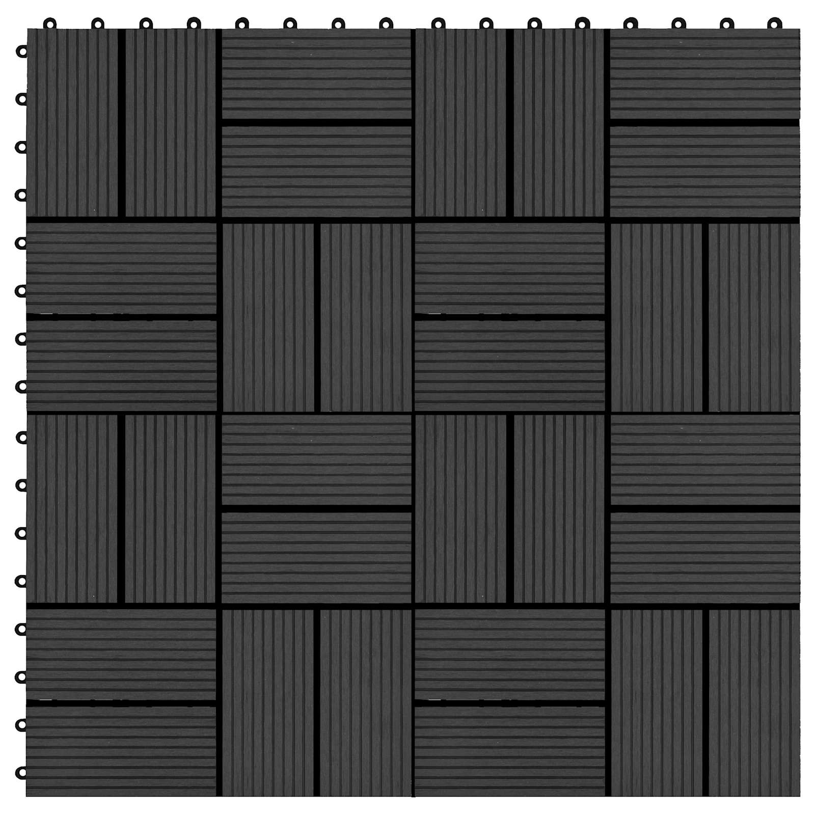 Πλάκα Κατασκευής 11 pcs Μαύρο 30 x 30 cm WPC - Pakobazaar