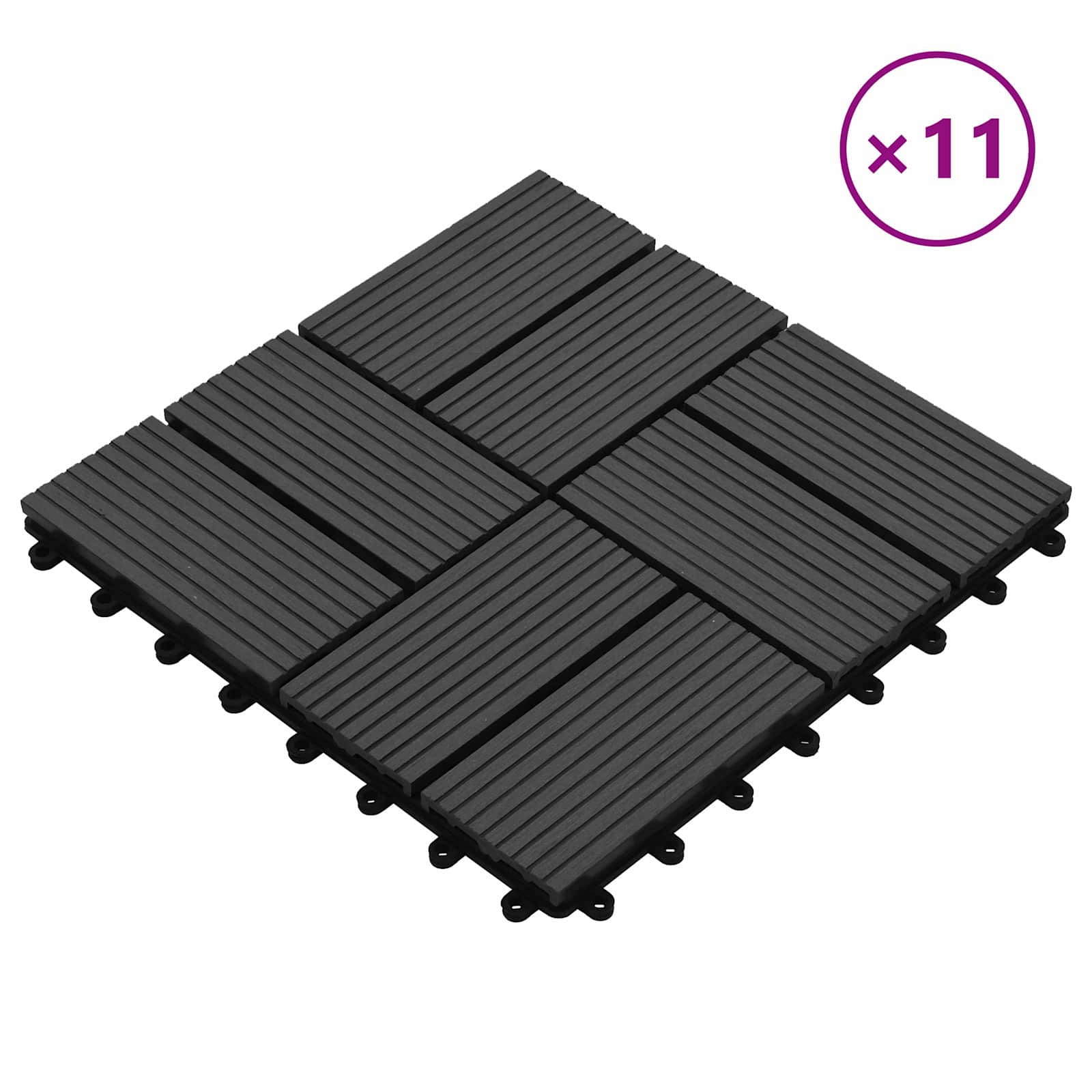 Πλάκα Κατασκευής 11 pcs Μαύρο 30 x 30 cm WPC - Pakobazaar