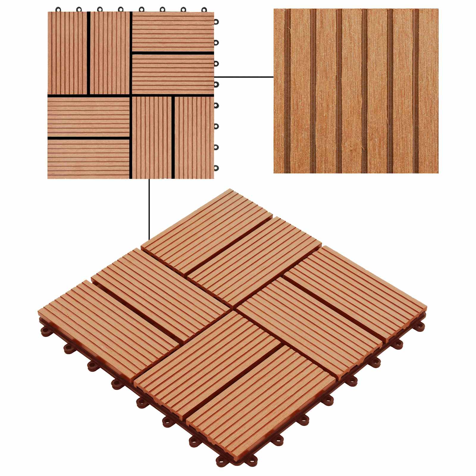Πλάκα Κατασκευής 11 pcs Ξύλο teak 30 x 30 cm WPC - Pakobazaar
