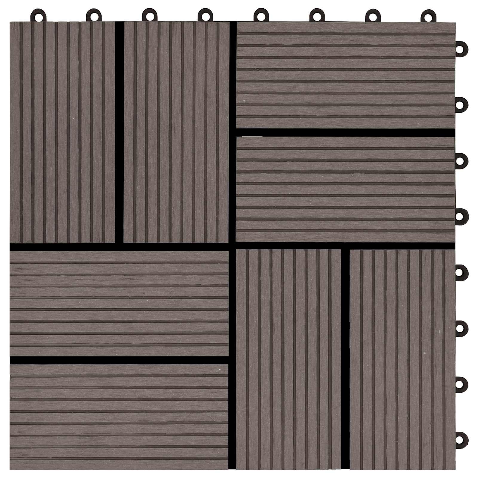 Πλάκα Κατασκευής 11 pcs Σκούρο Καφέ 30 x 30 cm WPC - Pakobazaar