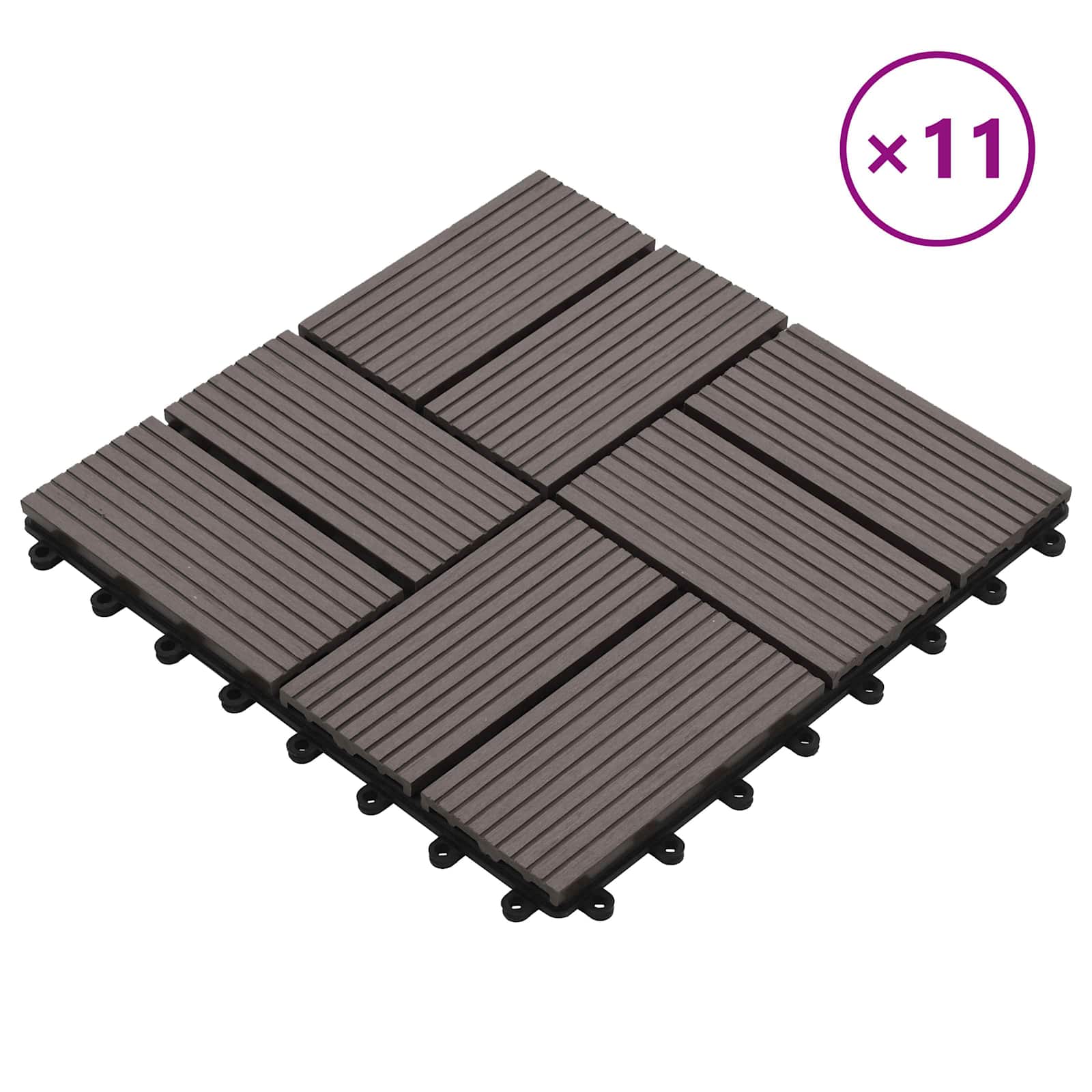 Πλάκα Κατασκευής 11 pcs Σκούρο Καφέ 30 x 30 cm WPC - Pakobazaar
