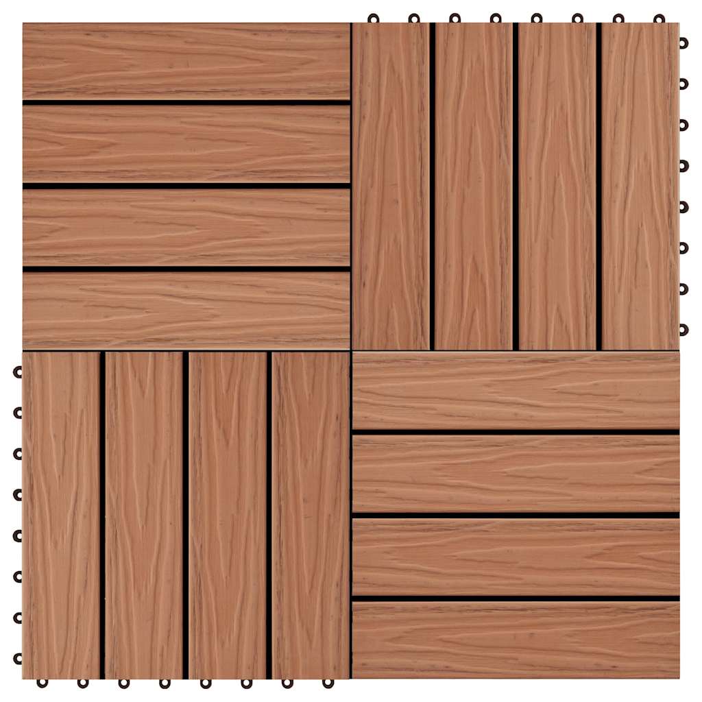 Πλακάκια Deck 11 τεμ. Ανάγλυφα Ανοιχτό Καφέ 30x30 εκ. 1 μ² WPC