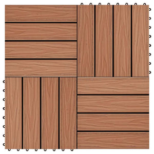 Πλακάκια Deck 11 τεμ. Ανάγλυφα Ανοιχτό Καφέ 30x30 εκ. 1 μ² WPC