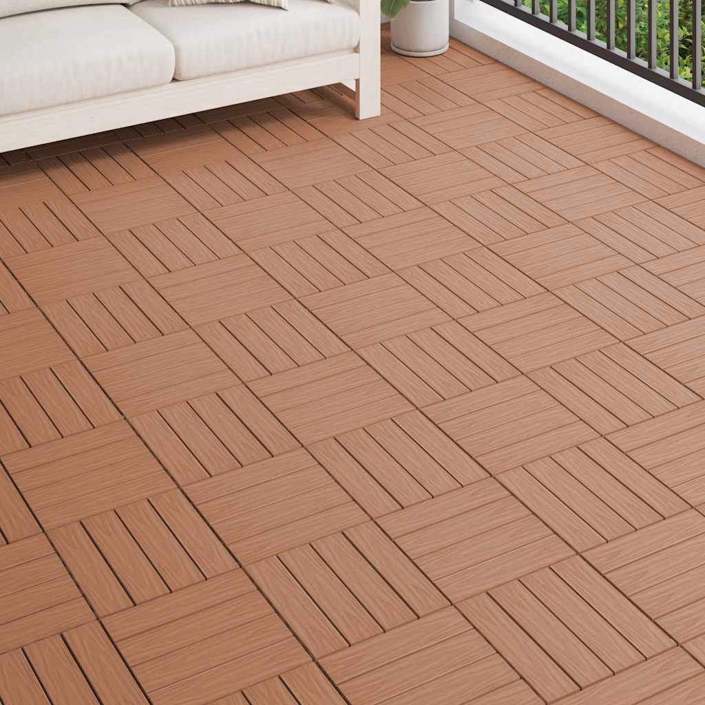 Πλακάκια Deck 11 τεμ. Ανάγλυφα Ανοιχτό Καφέ 30x30 εκ. 1 μ² WPC