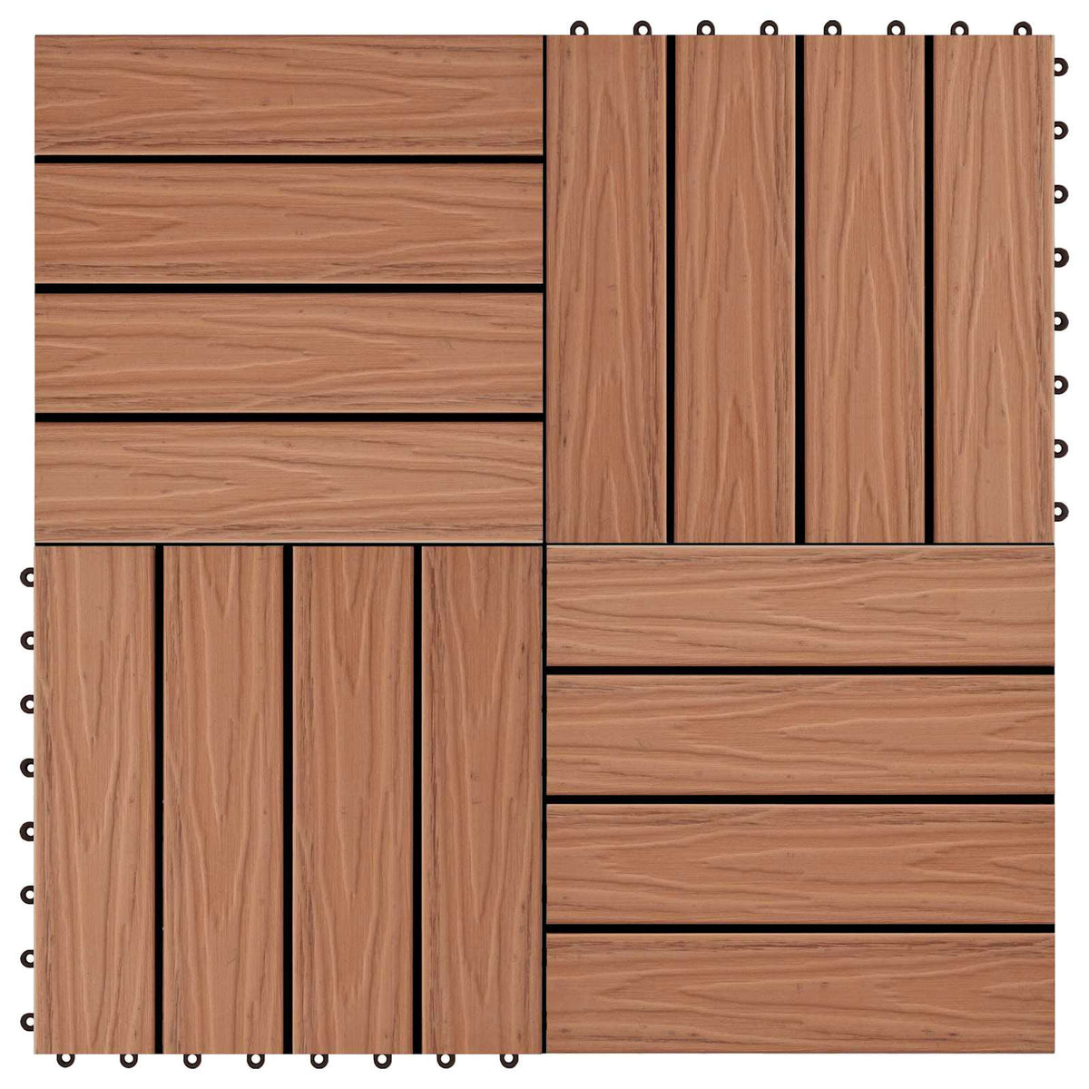 Πλακάκια Deck 11 τεμ. Ανάγλυφα Ανοιχτό Καφέ 30x30 εκ. 1 μ² WPC