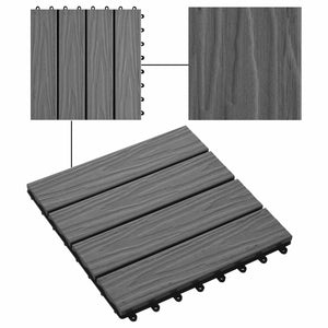 Πλάκα Κατασκευής 3D Σχεδίαση 11 pcs Γκρι 30 x 30 cm WPC - Pakobazaar