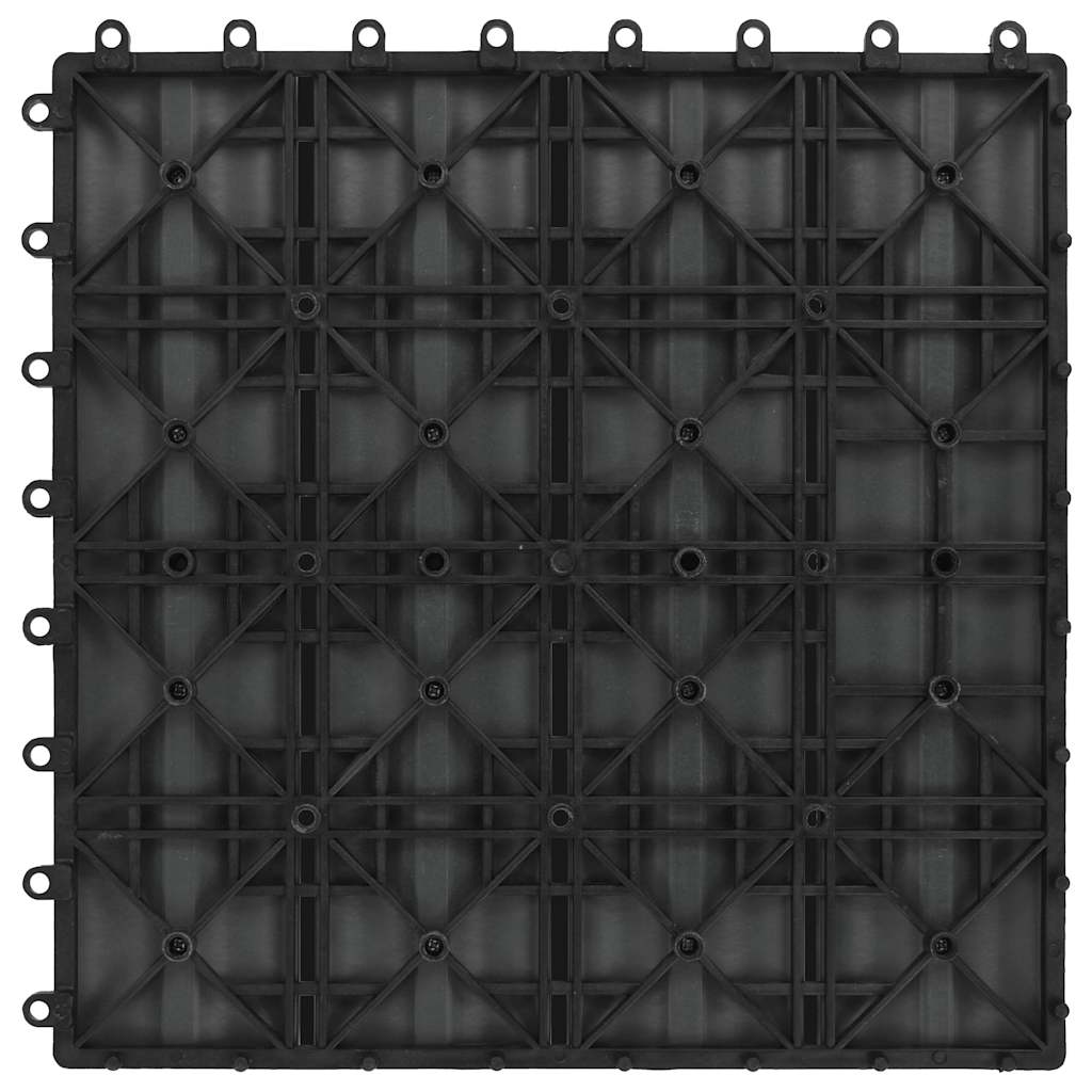 Πλακάκια Deck 11 τεμ. Ανάγλυφα Μαύρα 30x30 εκ. 1 μ² WPC